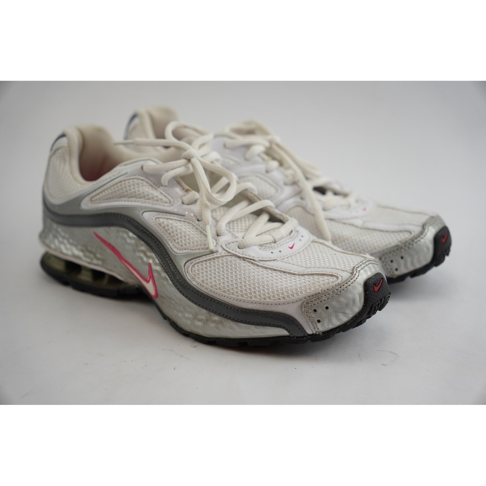 Nike Reax Run 5 Women Size 11 White Silver Pink Running Shoes 407987-116 Good‎ - Picture 2 of 7